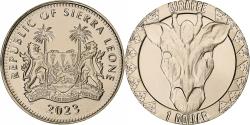 World Coins - Sierra Leone, Dollar, Giraffe, African Animal Mask, 2023, Pobjoy Mint, Virenium