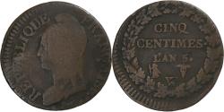 World Coins - France, 5 Centimes, Dupré, AN 5, Lille, Bronze, , KM:640.11