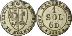 World Coins - Coin, SWISS CANTONS, GENEVA, 1-1/2 Sol, 1825, , Billon, KM:121