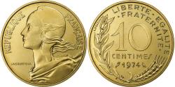 World Coins - France, 10 Centimes, Marianne, 1974, Monnaie de Paris, série FDC