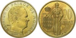 World Coins - Monaco, Rainier III, 20 Centimes, 1974, MDP, série FDC, Cupro-Aluminium