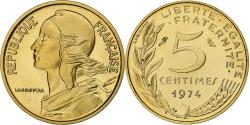 World Coins - France, 5 Centimes, Marianne, 1974, Paris, série FDC, Aluminum-Bronze