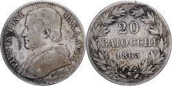World Coins - Vatican, PAPAL STATES, Pius IX, 20 Baiocchi, 1863, Rome, Silver,