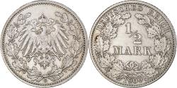 World Coins - Coin, GERMANY - EMPIRE, 1/2 Mark, 1909, Karlsruhe, , Silver, KM:17