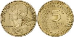 World Coins - France, 5 Centimes, Marianne, 1967, Paris, Aluminum-Bronze,