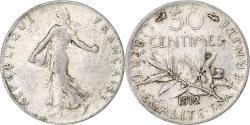 World Coins - France, 50 Centimes, Semeuse, 1912, Paris, Silver, , Gadoury:420