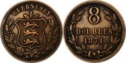 World Coins - Guernsey, 8 Doubles, 1874, Heaton, Bronze, , KM:7