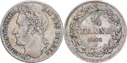 World Coins - Belgium, Leopold I, 1/4 Franc, 1844, Brussels, Silver,