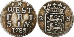 World Coins - Netherlands, WEST FRIESLAND, 2 Stuivers, Double Wapenstuiver, 1788, Silver