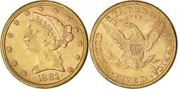 Us Coins - Coin, United States, Coronet Head, $5, Half Eagle, 1881, Philadelphia