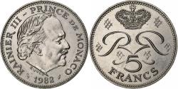 World Coins - Monaco, Rainier III, 5 Francs, 1982, Pessac, Copper-nickel,