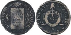 World Coins - France, Sol aux balances françoise, 1793 / AN II, Montpellier,