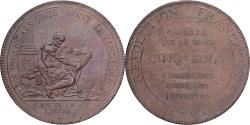 World Coins - France, Monneron de 5 Sols, Hercule, 1792, Birmingham, Bronze,