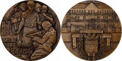 World Coins - France, Medal, Libération de Reims, 1945, Bronze, Simon,