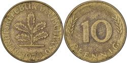 World Coins - Federal Republic of Germany, 10 Pfennig, 1979, Hambourg, Brass Clad Steel
