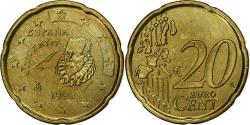 World Coins - Spain, 20 Centimes, Miguel de Cervantes, 1999, Madrid, Nordic gold,