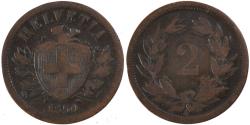 World Coins - Coin, Switzerland, 2 Rappen, 1850, Paris, , Bronze, KM:4.1