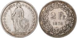 World Coins - Switzerland, 2 Francs, Helvetia, 1874, Bern, Silver, , KM:21