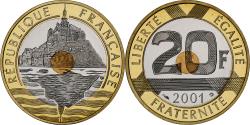 World Coins - France, 20 Francs, Mont Saint Michel, 2001, Monnaie de Paris, Proof