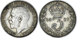 World Coins - Coin, Great Britain, George V, 3 Pence, 1917, British Royal Mint,