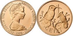 World Coins - British Virgin islands, Elizabeth II, Cent, 1974, Franklin Mint, Proof, Bronze