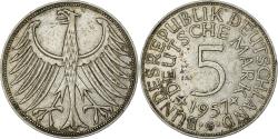 World Coins - Federal Republic of Germany, 5 Deutsche Mark, 1957, Karlsruhe, Silver