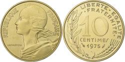 World Coins - France, 10 Centimes, Marianne, 1975, Paris, série FDC, Aluminum-Bronze