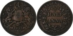 World Coins - India-British, William IV, 1/2 Anna, 1835, Bombay, Copper,