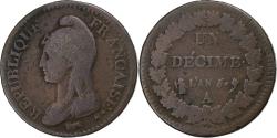 World Coins - France, Decime, Dupré, AN 5, Paris, Copper, , Gadoury:187, KM:640