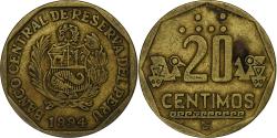 World Coins - Peru, 20 Centimos, 1994, laiton,