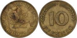 World Coins - Federal Republic of Germany, 10 Pfennig, 1972, Stuttgart, Brass Clad Steel