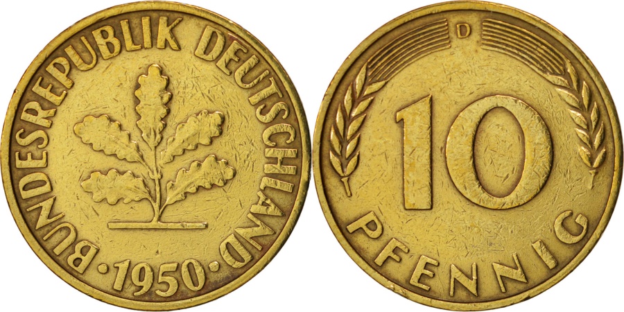 World Coins - GERMANY - FEDERAL REPUBLIC, 10 Pfennig, 1950, Munich, , KM:108