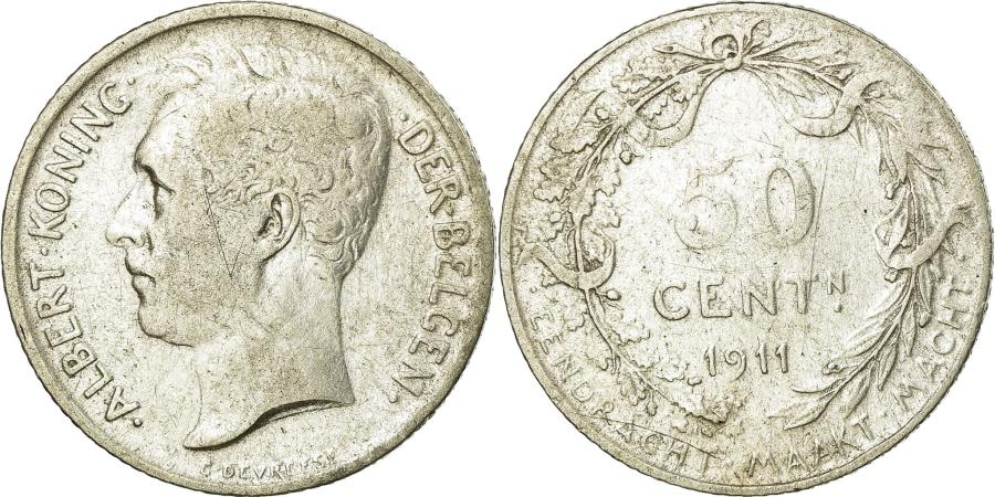 World Coins - Coin, Belgium, 50 Centimes, 1911, , Silver, KM:71