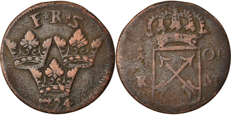 Coin, Sweden, Frederick I, Ore, K.M., 1724, , Copper, KM:383.1