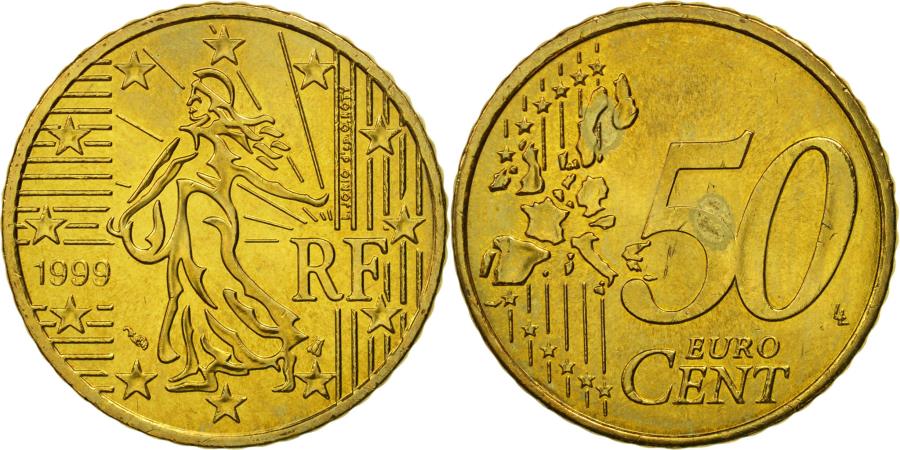 France, 50 Euro Cent, 1999, , Brass, KM:1287 | European Coins 1999年 ベアトリクス 50 EURO CENT