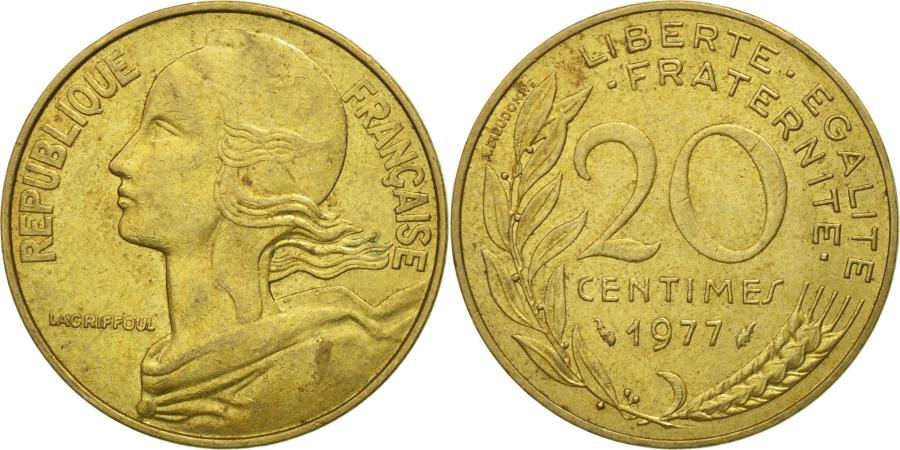 希少アンティークコイン金貨 20サンチーム 20Centimes 1977