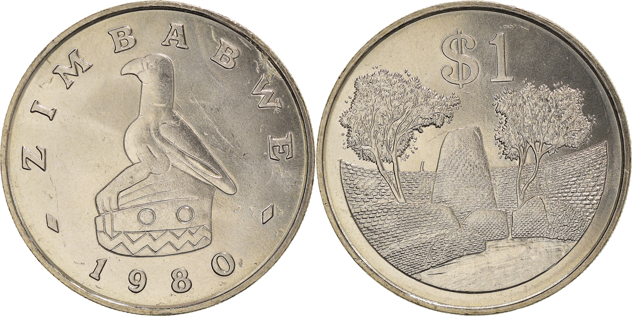 【値下げ】 1980, Dollar, Zimbabwe, Coin, , KM:6 Copper-nickel, 和書