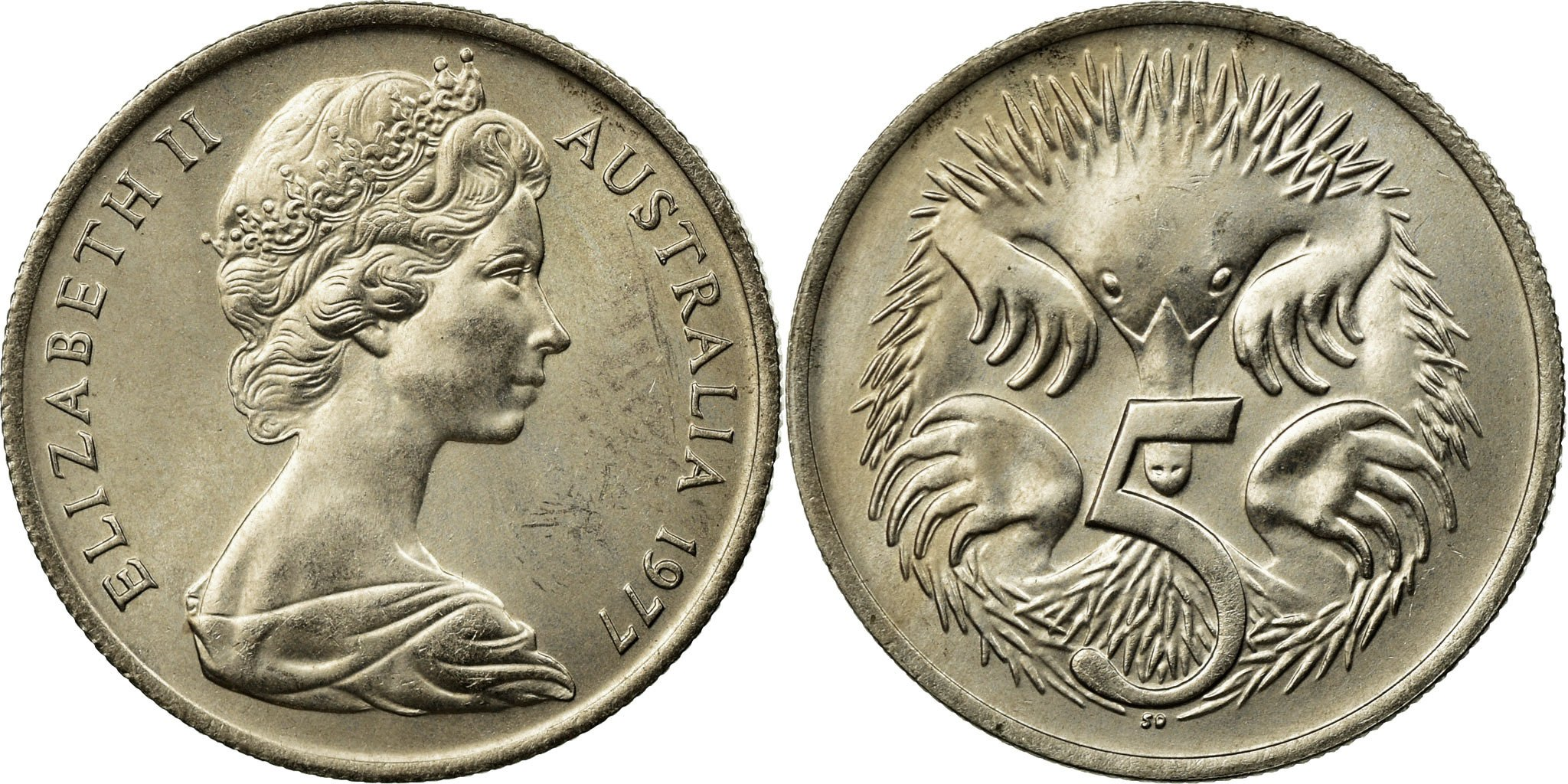 Coin, Australia, Elizabeth II, 5 Cents, 1977, , Copper-nickel, KM:64