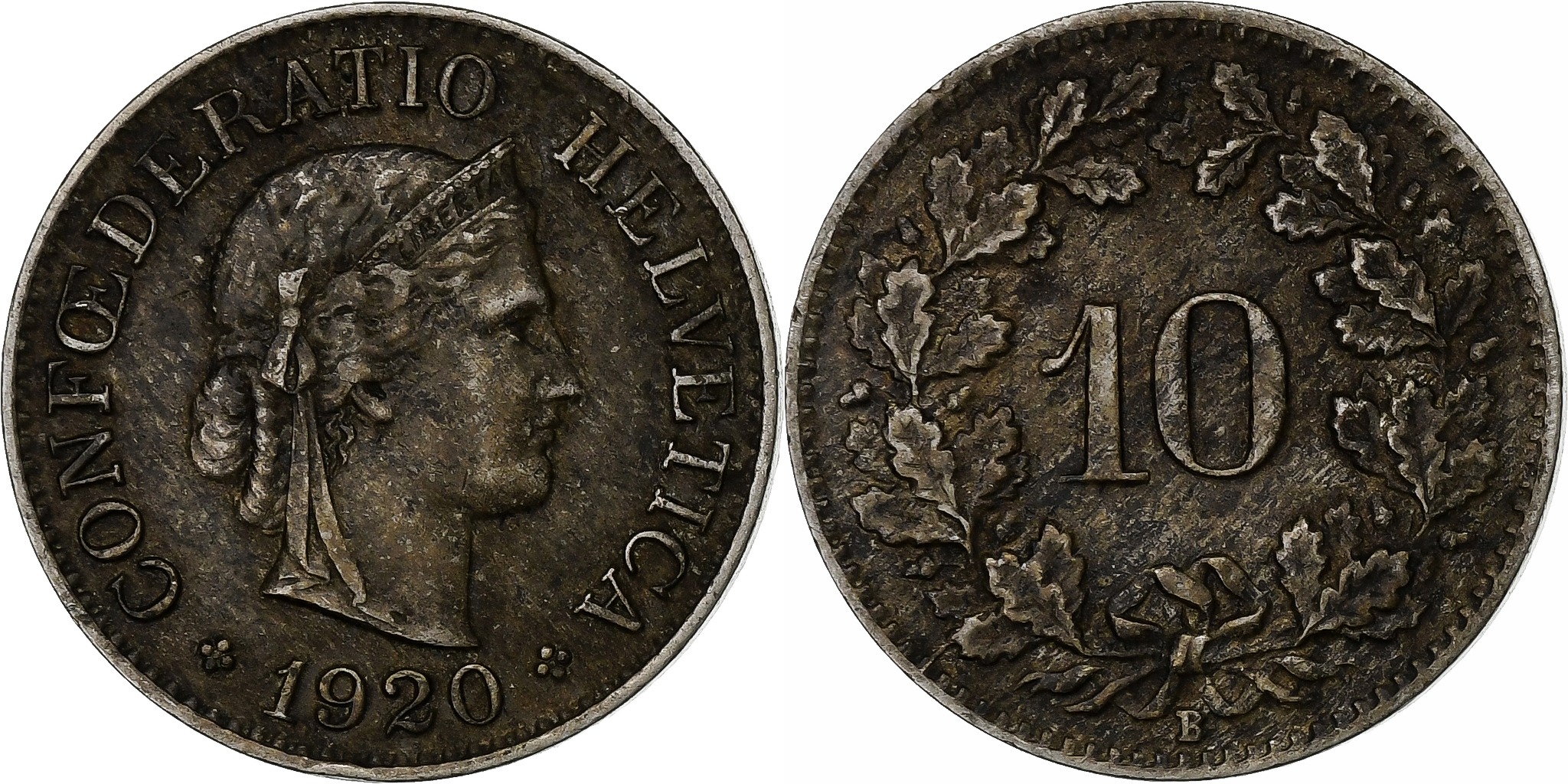 Switzerland, 10 Rappen, 1920, Bern, Copper-nickel, , KM:27 | European Coins