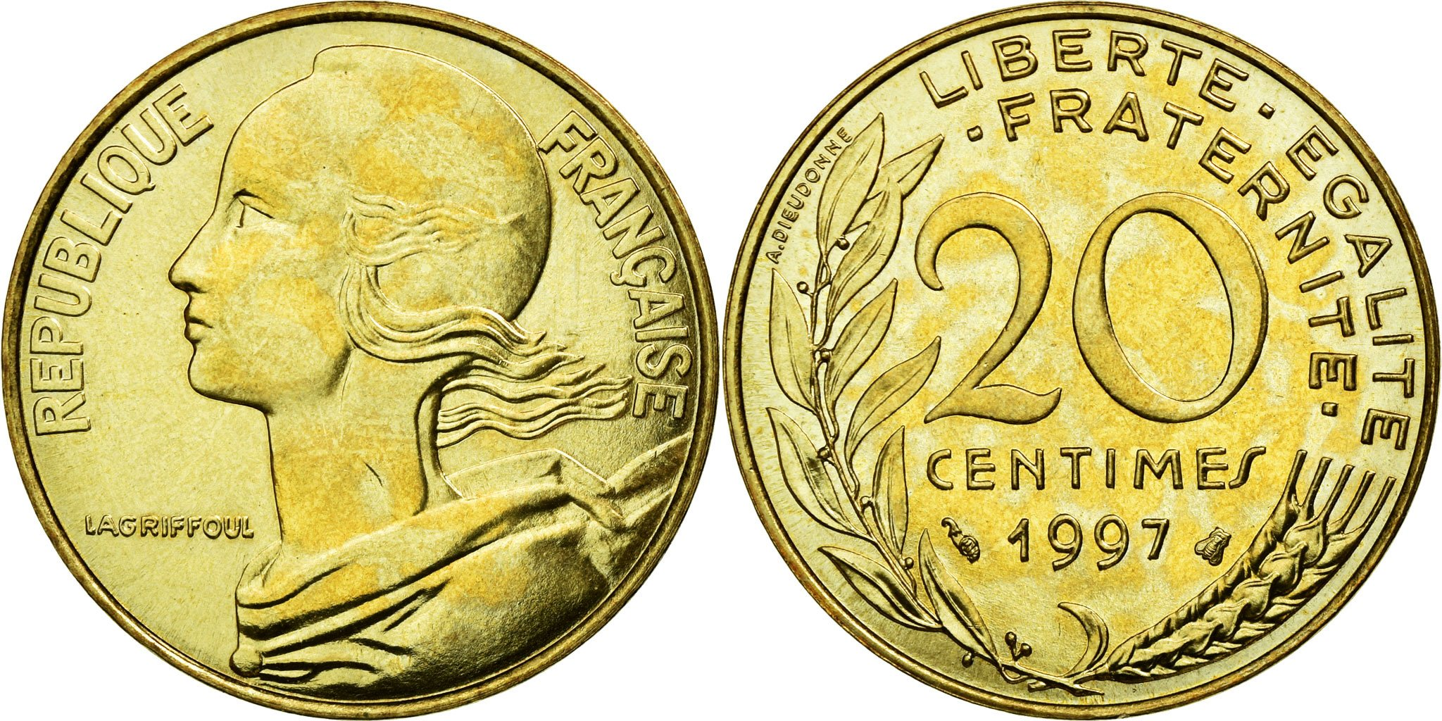 Coin, France, Marianne, 20 Centimes, 1997, , Aluminum-Bronze