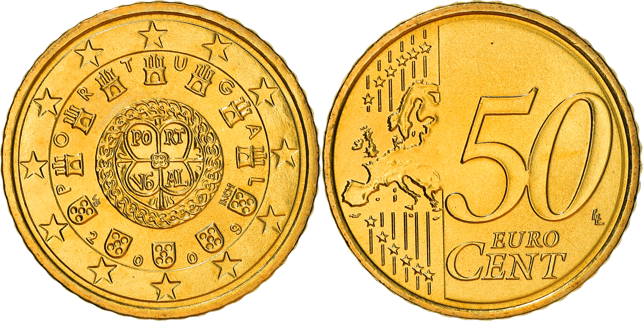 Portugal, 50 Euro Cent, 2009, Lisbon, , Brass, KM:765 | European Coins