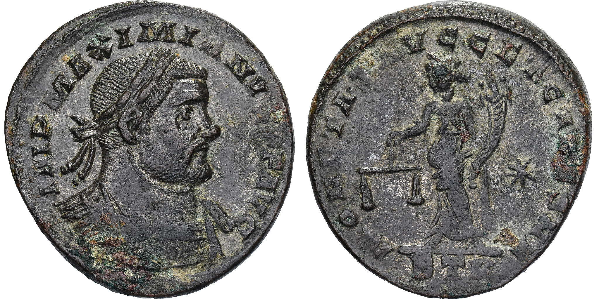 雀争MAXⅢ Maximianus, Follis, 300-301, Trier, Bronze, , RIC:438b | Roman
