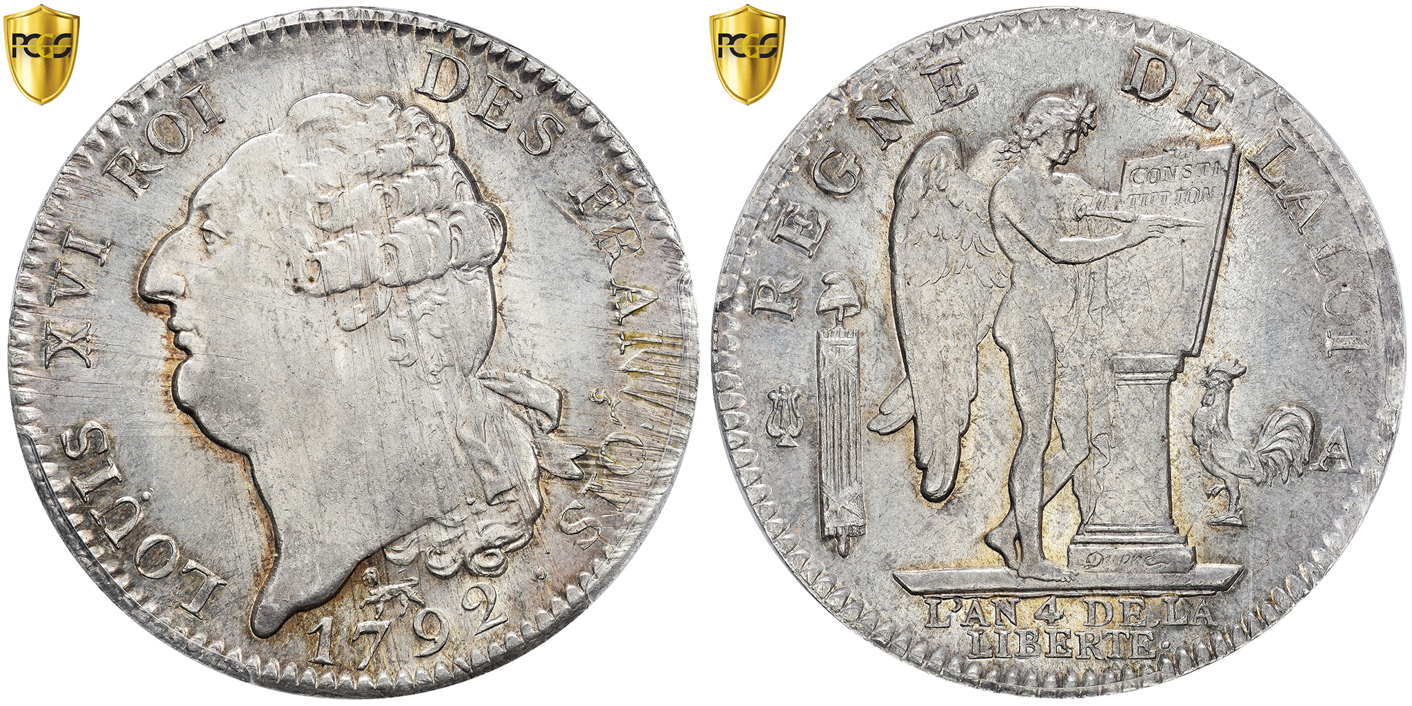 France, Louis XVI, Ecu de 6 Livres, 1792, Paris, Silver, PCGS