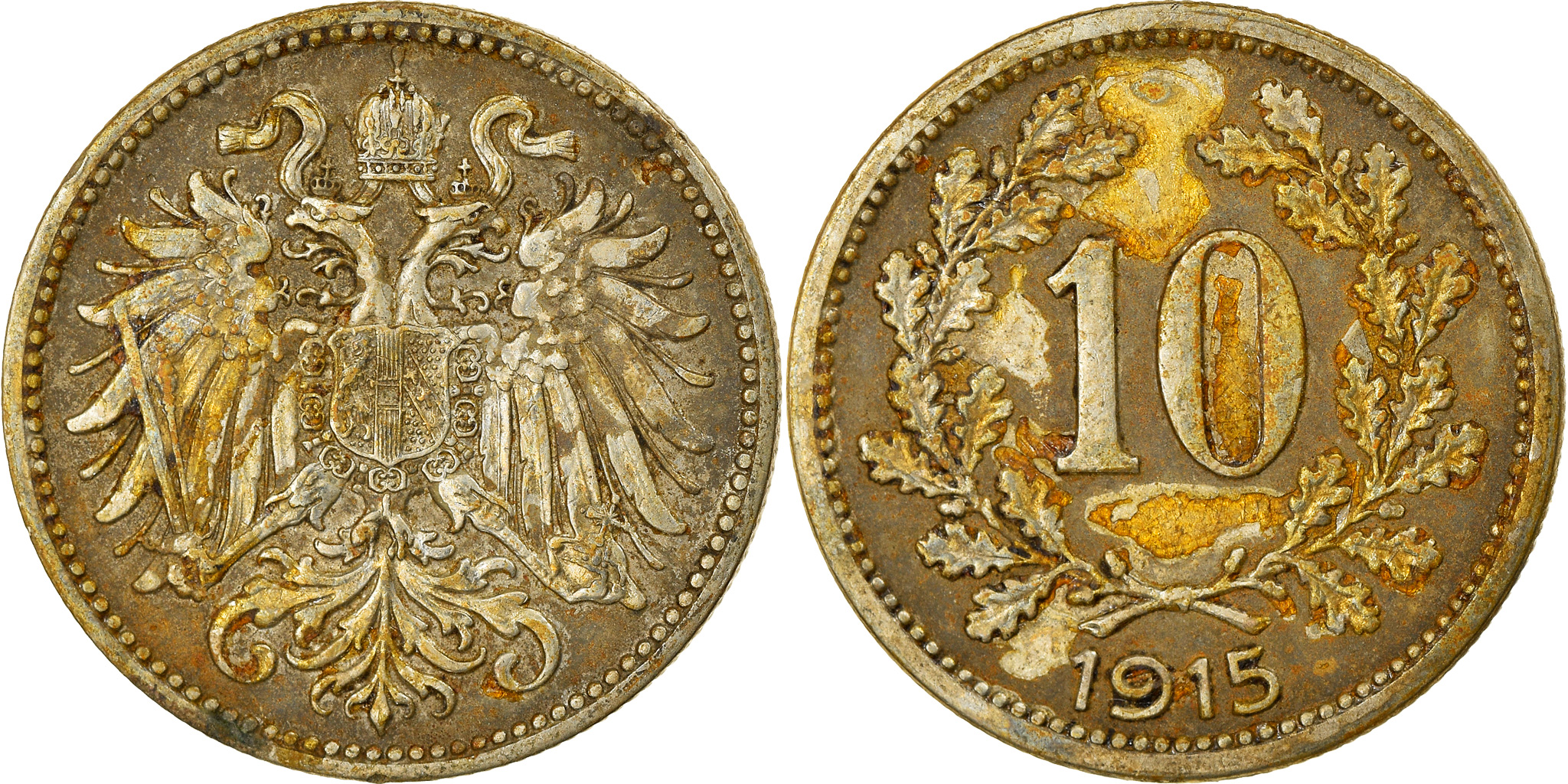 Coin, Austria, Franz Joseph I, 10 Heller, 1915, , Copper-Nickel-Zinc