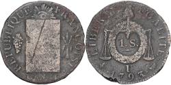 World Coins - France, Sol à la balance Françoise, 1793 / AN II, Limoges, Bronze,