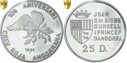 World Coins - Coin, Andorra, Croix Rouge, 25 Diners, 1991, Pobjoy Mint, Proof, PCGS, PR65DCAM
