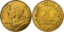 World Coins - France, 20 Centimes, Marianne, 1996, Paris, BU, Aluminum-Bronze,