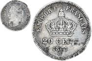 World Coins - Coin, France, Napoleon III, 20 Centimes, 1867, Strasbourg, , Silver