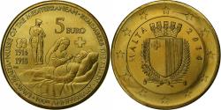 World Coins - Malta, 5 Euro, First World War Centenary, 2014, Brass,