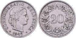 World Coins - Switzerland, 20 Rappen, 1945, Bern, Copper-nickel, , KM:29a